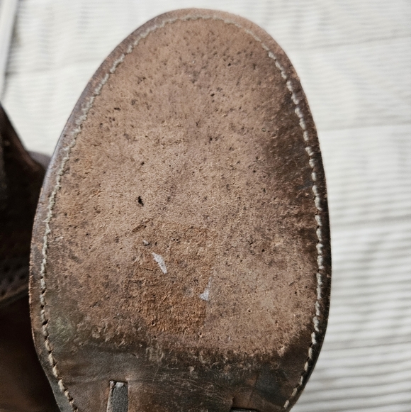 BED STU COBBLER Series Brown perforated ankle wedge boots. Size 7 - Picture 8 of 11